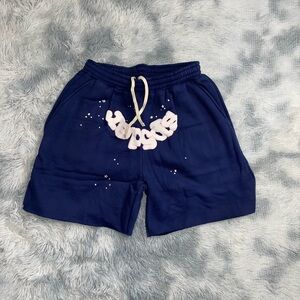 Navy Blue Web Sp5der Sweatshorts